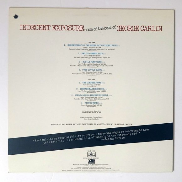 George Carlin Indecent Exposure vinyl record, comedy record, 1978 first pressing - Picture 3 of 10
